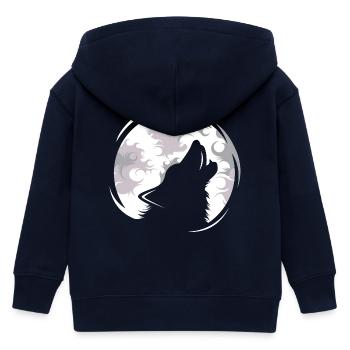 Wolf Wölfe jaulen Mond Abend Dunkel Tiere Natur - Kinder Organic Kapuzenjacke Mini Cultivator von Stanley/Stella - Navy - Hinten