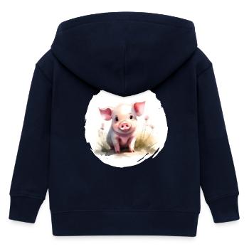 Ferkel Aquarell - Kinder Organic Kapuzenjacke Mini Cultivator von Stanley/Stella - Navy - Hinten