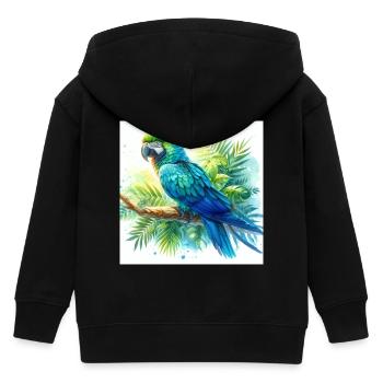 Aquarell Blauer Ara - Kinder Organic Kapuzenjacke Mini Cultivator von Stanley/Stella - Schwarz - Hinten