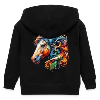 Horse - Kids Organic Zip-up Hoodie by Stanley/Stella - black - Back