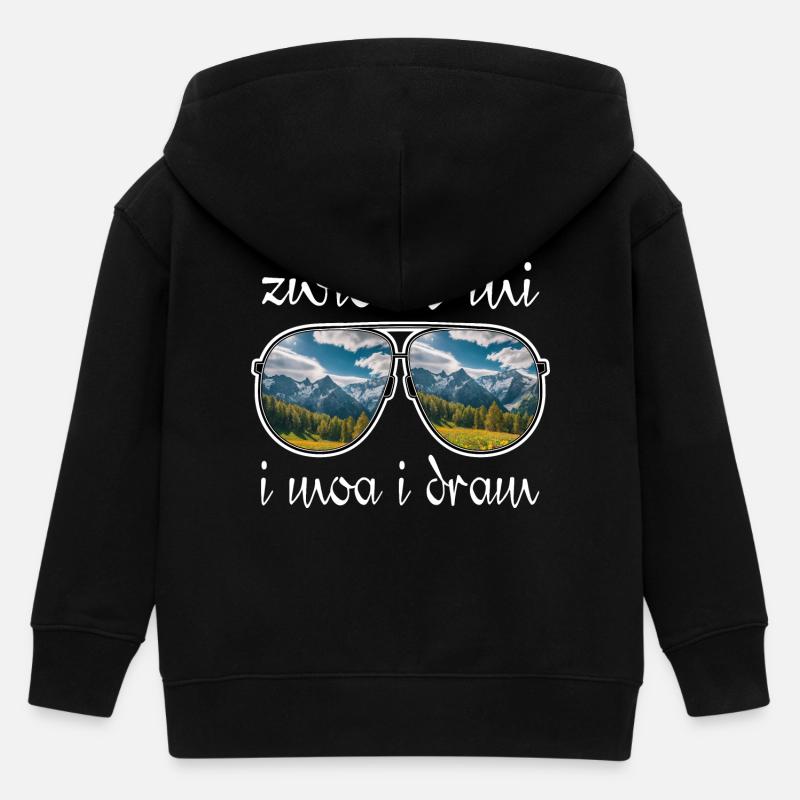 zwickts mi i moa i dram, dialecte, randonnée, montagnes - Veste à capuche enfant bio Stanley/Stella - noir