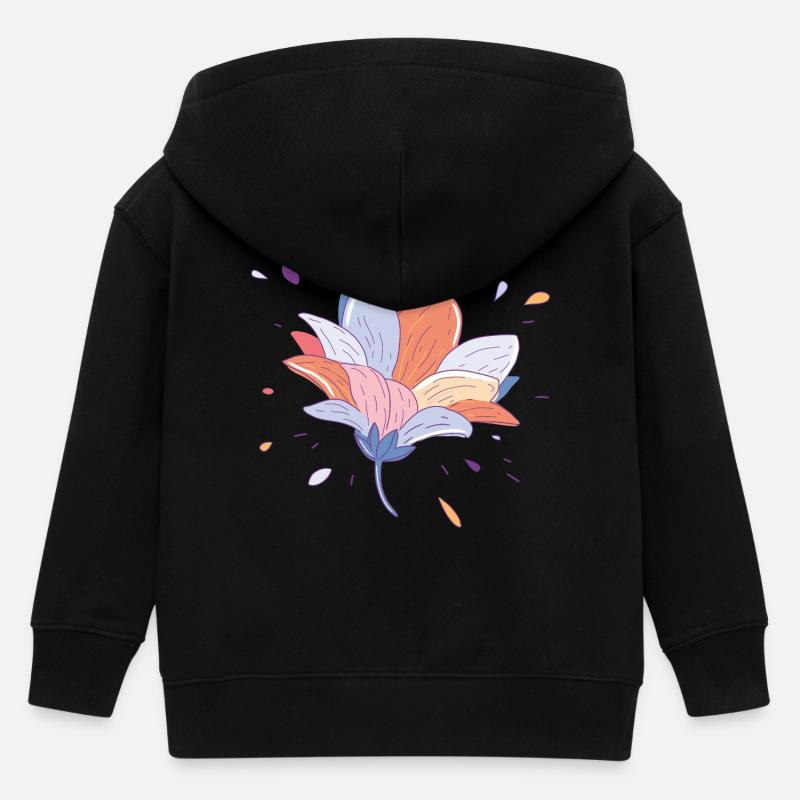 Fleur d’été - Veste à capuche enfant bio Stanley/Stella - noir
