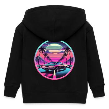Retro Sunset Muscle Car Fahren - Kinder Organic Kapuzenjacke Mini Cultivator von Stanley/Stella - Schwarz - Hinten