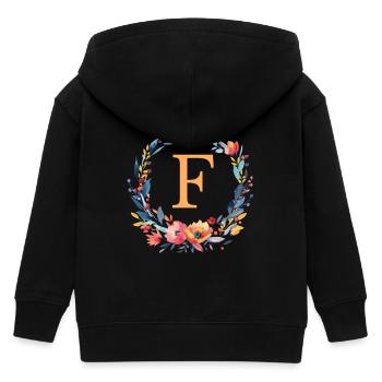 F Monogram, Couronne de fleurs, Personnalisable - Veste à capuche enfant bio Stanley/Stella - noir - Dos