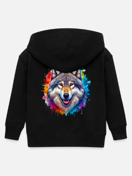 Wolf - Kinder Organic Kapuzenjacke Mini Cultivator von Stanley/Stella - Schwarz