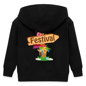 liebevoll gestalteter Wegweiser im Festival-Stil - Kinder Organic Kapuzenjacke Mini Cultivator von Stanley/Stella - Schwarz - Hinten