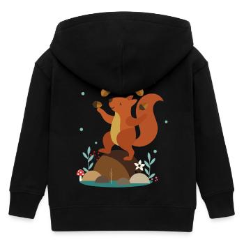 Jonglierendes Eichhörnchen – Lustige Waldszene - Kinder Organic Kapuzenjacke Mini Cultivator von Stanley/Stella - Schwarz - Hinten