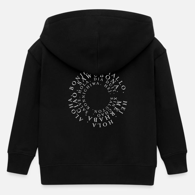 Bienvenue Hello dans différentes langues - Veste à capuche enfant bio Stanley/Stella - noir