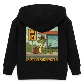 Warteschlange by Rico Beck - Kinder Organic Kapuzenjacke Mini Cultivator von Stanley/Stella - Schwarz - Hinten