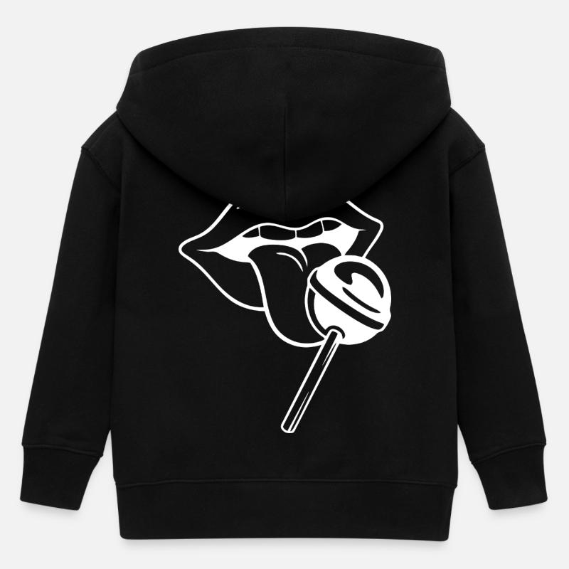 Illustration de lèvres de sucette ludique - Veste à capuche enfant bio Stanley/Stella - noir