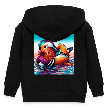 Mandarin duck - Kids Organic Zip-up Hoodie by Stanley/Stella - black - Back