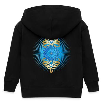Gold brooches motif with bright blue cornflower - Kids Organic Zip-up Hoodie by Stanley/Stella - black - Back