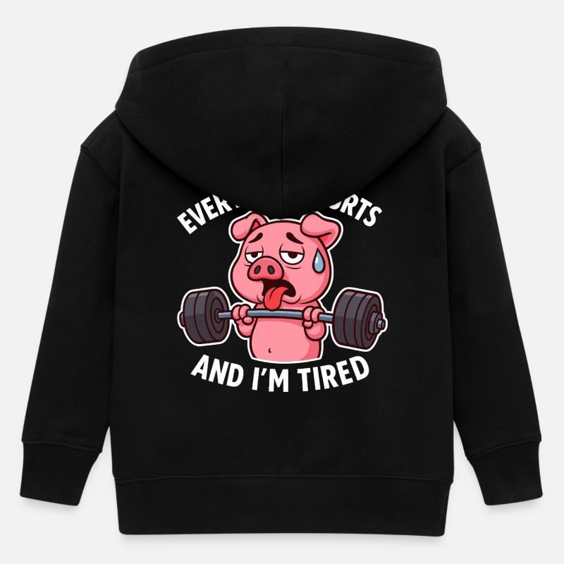 Conception de poids de levage de porc épuisé - Veste à capuche enfant bio Stanley/Stella - noir