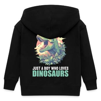 Dino Saurier Dinosaurier - Kinder Organic Kapuzenjacke Mini Cultivator von Stanley/Stella - Schwarz - Hinten