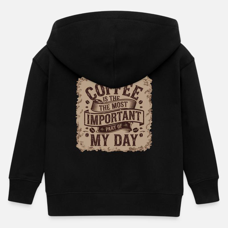 Café Motivation Vintage Design - Veste à capuche enfant bio Stanley/Stella - noir