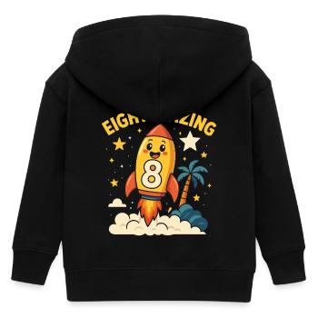 Eight-Mazing Rocket Space Theme Eighth Birthday - Kinder Organic Kapuzenjacke Mini Cultivator von Stanley/Stella - Schwarz - Hinten