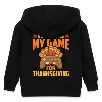 Paused My Game For Thanksgiving Gamer Fall - Kids Organic Zip-up Hoodie by Stanley/Stella - black - Back