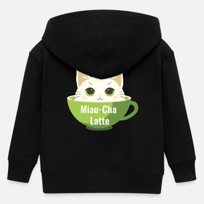 Meow-Cha Latte - Veste à capuche enfant bio Stanley/Stella - noir