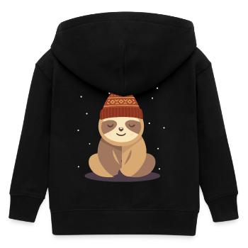 Paresseux douillet avec chapeau d’hiver – motif animal - Veste à capuche enfant bio Stanley/Stella - noir - Dos