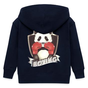 Boxender Panda – Lustiges Tiermotiv - Kinder Organic Kapuzenjacke Mini Cultivator von Stanley/Stella - Navy - Hinten