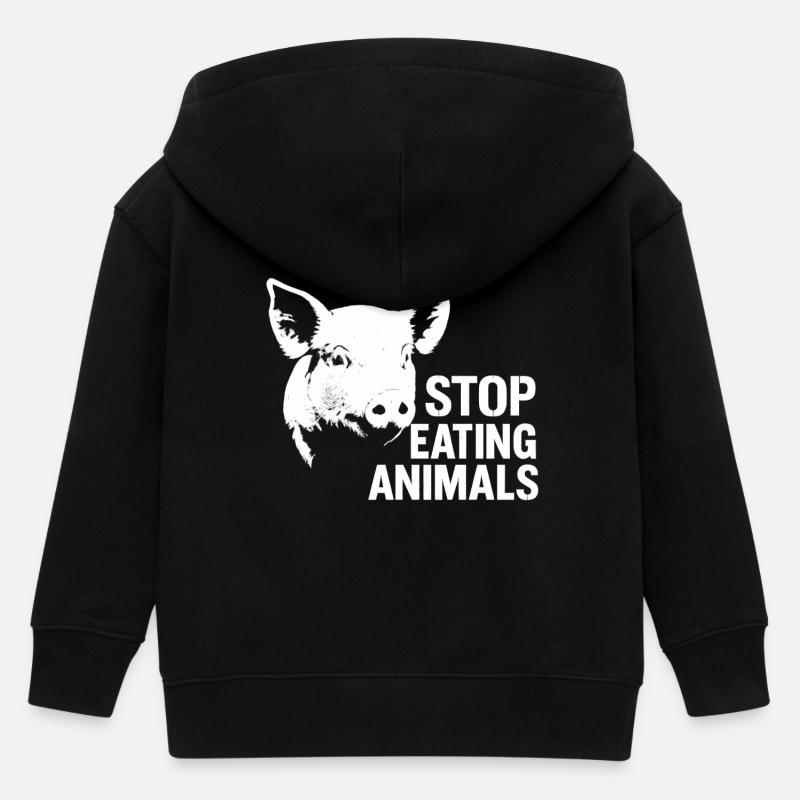 Tierwohl | Schweineprotest Stop Eating Animals - Kinder Organic Kapuzenjacke Mini Cultivator von Stanley/Stella - Schwarz