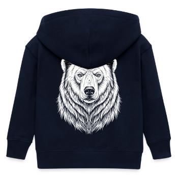 Bear Line Drawing - Kids Organic Zip-up Hoodie by Stanley/Stella - navy - Back