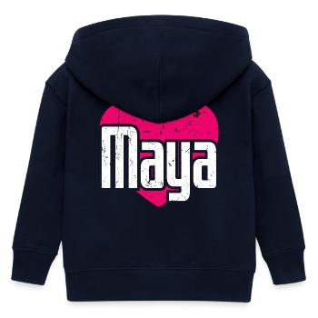 I Love Maya Pinkes Herz Ich liebe Maya - Kinder Organic Kapuzenjacke Mini Cultivator von Stanley/Stella - Navy - Hinten