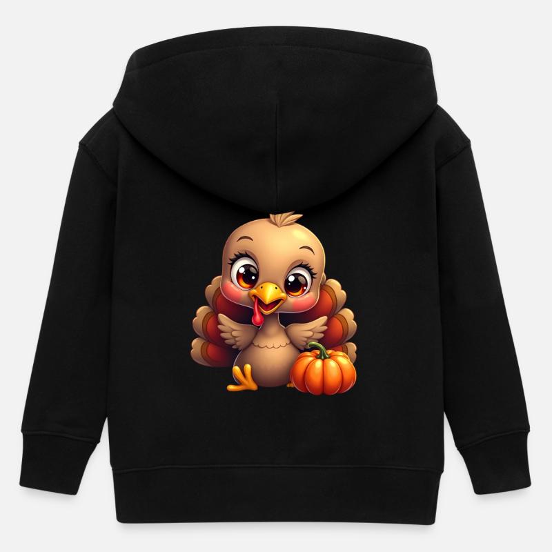 Bébé dinde de Thanksgiving - Veste à capuche enfant bio Stanley/Stella - noir