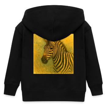 Zebra in golden tones - Kids Organic Zip-up Hoodie by Stanley/Stella - black - Back