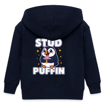 Stud Puffin Süßer Vogel Cupcake-Wortspiel - Kinder Organic Kapuzenjacke Mini Cultivator von Stanley/Stella - Navy - Hinten