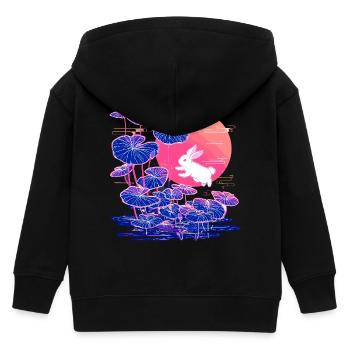 Forêt de lotus de lapins néon à la lumière du soir - Veste à capuche enfant bio Stanley/Stella - noir - Dos