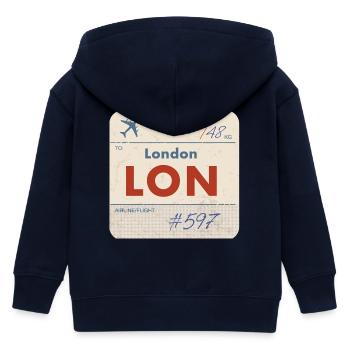 London LON Vintage Airline Tag - Kinder Organic Kapuzenjacke Mini Cultivator von Stanley/Stella - Navy - Hinten