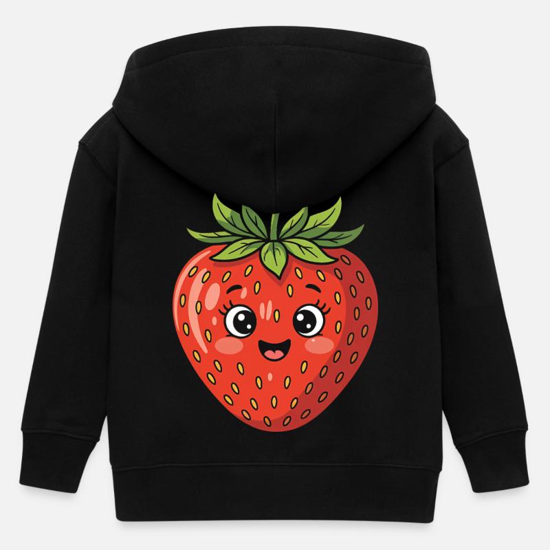Fraise avec visage Fruit Drôle Mignon Mignon - Veste à capuche enfant bio Stanley/Stella - noir