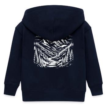 Bergskizzenlandschaft - Kinder Organic Kapuzenjacke Mini Cultivator von Stanley/Stella - Navy - Hinten