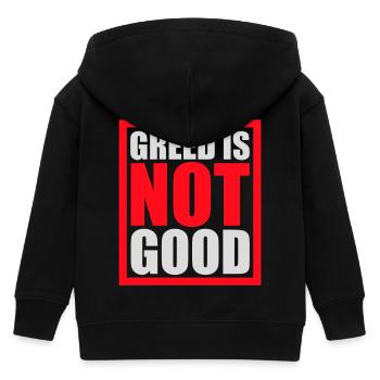 Greed Is Not Good Antikapitalismus Aussage Protest - Kinder Organic Kapuzenjacke Mini Cultivator von Stanley/Stella - Schwarz - Hinten