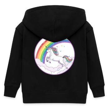 Regenbogen Einhorn über Wolken Herzchen Motiv - Kinder Organic Kapuzenjacke Mini Cultivator von Stanley/Stella - Schwarz - Hinten