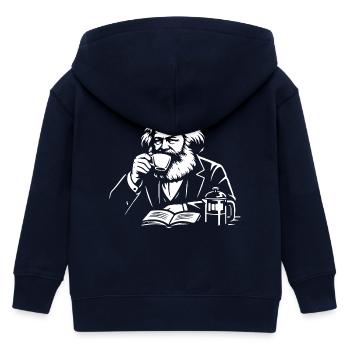 Karl Marx Kaffee-Moment - Kinder Organic Kapuzenjacke Mini Cultivator von Stanley/Stella - Navy - Hinten