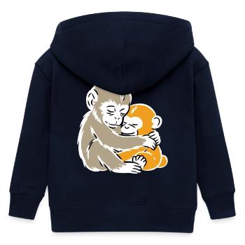 Monkey Hug Duo Illustration - Veste à capuche enfant bio Stanley/Stella - marine - Dos