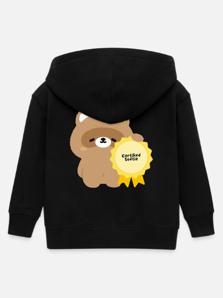 Certified Softie Beaver - Kids Organic Zip-up Hoodie by Stanley/Stella - black