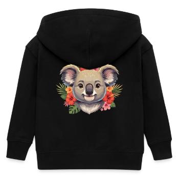 Koala mit Blütenkranz - Kinder Organic Kapuzenjacke Mini Cultivator von Stanley/Stella - Schwarz - Hinten