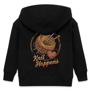Knit Happens Herzstrick Design - Kinder Organic Kapuzenjacke Mini Cultivator von Stanley/Stella - Schwarz - Hinten