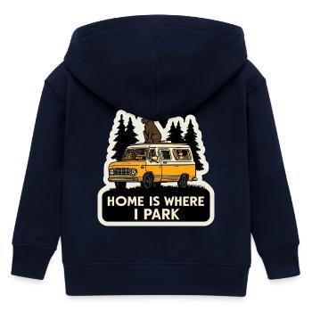 Elch Camper für Männer Lustiges Tier Vanlife - Kinder Organic Kapuzenjacke Mini Cultivator von Stanley/Stella - Navy - Hinten