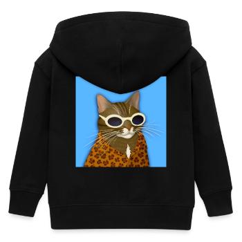 Tabby Cat in Leopard Print - Kids Organic Zip-up Hoodie by Stanley/Stella - black - Back
