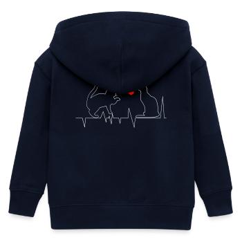 Chats, battement de cœur, cadeau pour l’amoureux des chats - Veste à capuche enfant bio Stanley/Stella - marine - Dos