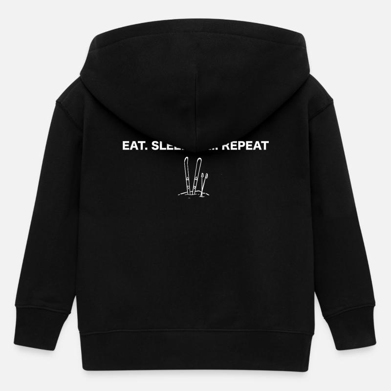 Manger. Dormir. Ski. Répéter - Veste à capuche enfant bio Stanley/Stella - noir