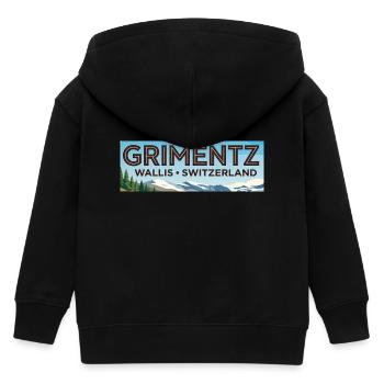 Grimentz Panorama Switzerland - Kids Organic Zip-up Hoodie by Stanley/Stella - black - Back