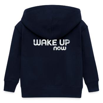 Wake up now - Kids Organic Zip-up Hoodie by Stanley/Stella - navy - Back