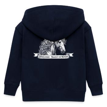 Andalusier Pferd - Majesty in Motion Vintage - Kinder Organic Kapuzenjacke Mini Cultivator von Stanley/Stella - Navy - Hinten