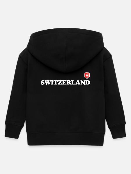 Schweiz - Kinder Organic Kapuzenjacke Mini Cultivator von Stanley/Stella - Schwarz
