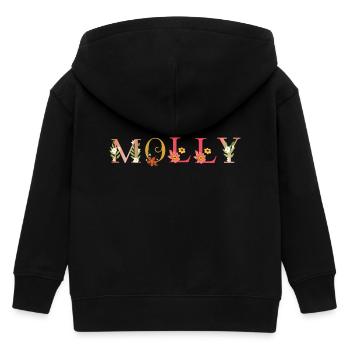 Nom MOLLY décoré de fleurs - Veste à capuche enfant bio Stanley/Stella - noir - Dos